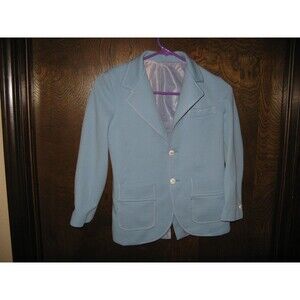 Boys Youth Light Blue Leisure Blazer w American Flag Buttons Vintage 1970s